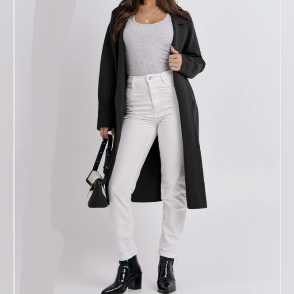 Prinbara Cardigan Dressy Oversized Open Front Sweater Coat Black Size Large